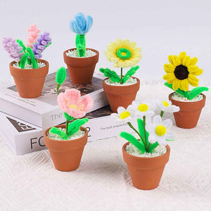 Pipe Cleaner Potted Plant Handmade Twist Stick Flowers Gift for Lover