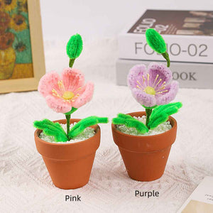 Pipe Cleaner Potted Plant Handmade Twist Stick Flowers Gift for Lover