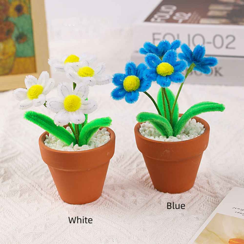 Pipe Cleaner Potted Plant Handmade Twist Stick Flowers Gift for Lover