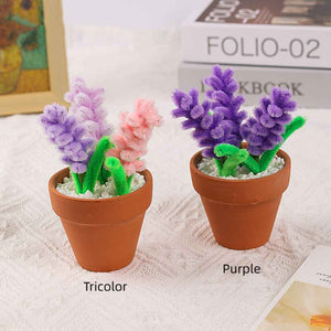 Pipe Cleaner Potted Plant Handmade Twist Stick Flowers Gift for Lover