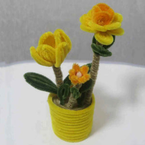 Pipe Cleaner Potted Plant Handmade Twist Stick Flowers Gift for Her or Him