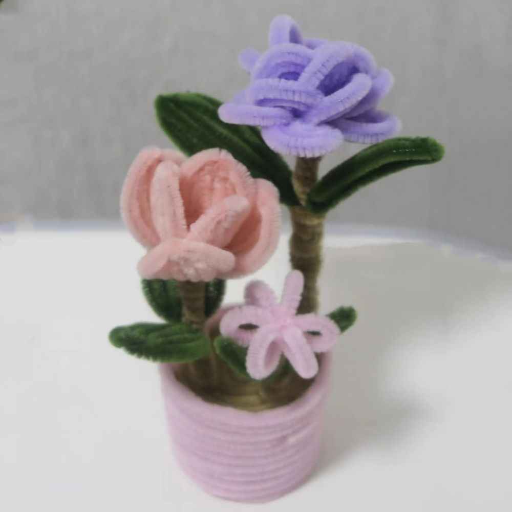 Pipe Cleaner Potted Plant Handmade Twist Stick Flowers Gift for Her or Him