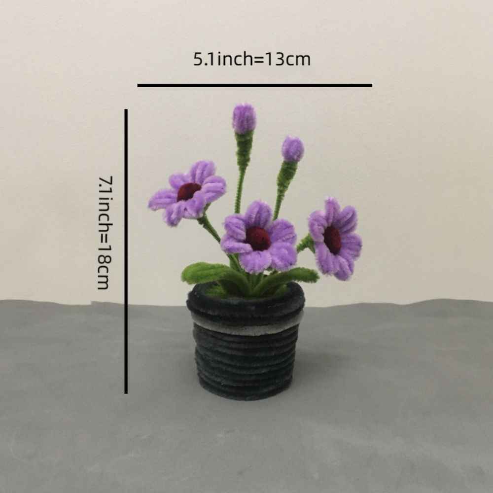 Pipe Cleaner Potted Plant Handmade Twist Stick Flowers Gift for Her or Him