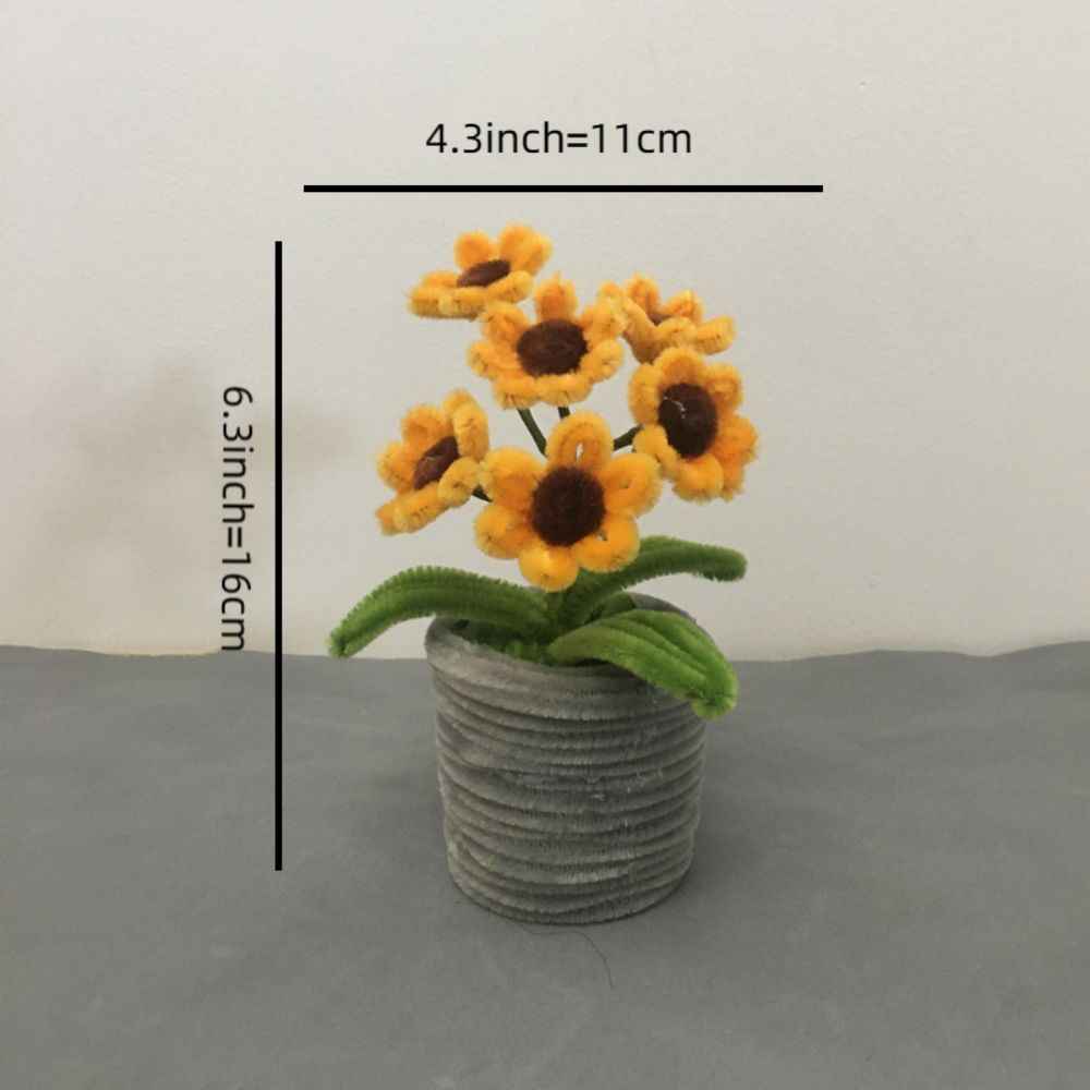 Pipe Cleaner Potted Plant Handmade Twist Stick Flowers Gift for Her or Him