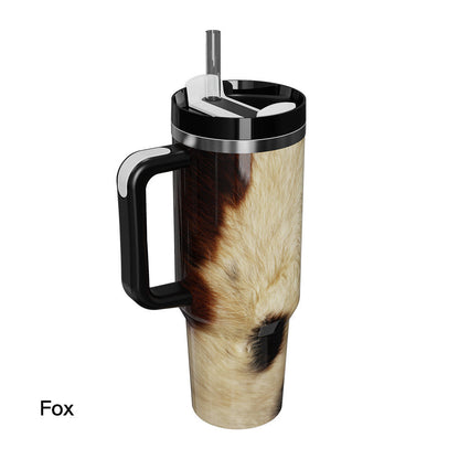 40oz Insulated Travel Mug with Handle, Straw & Wildlife Pattern | Personalised Gift