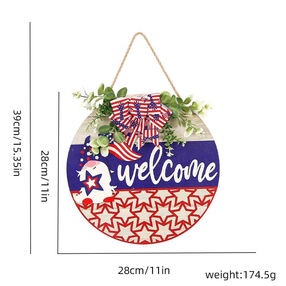 Welcome Door Sign 4th of July Independence Day Decorations Front Door Hanger Gifts
