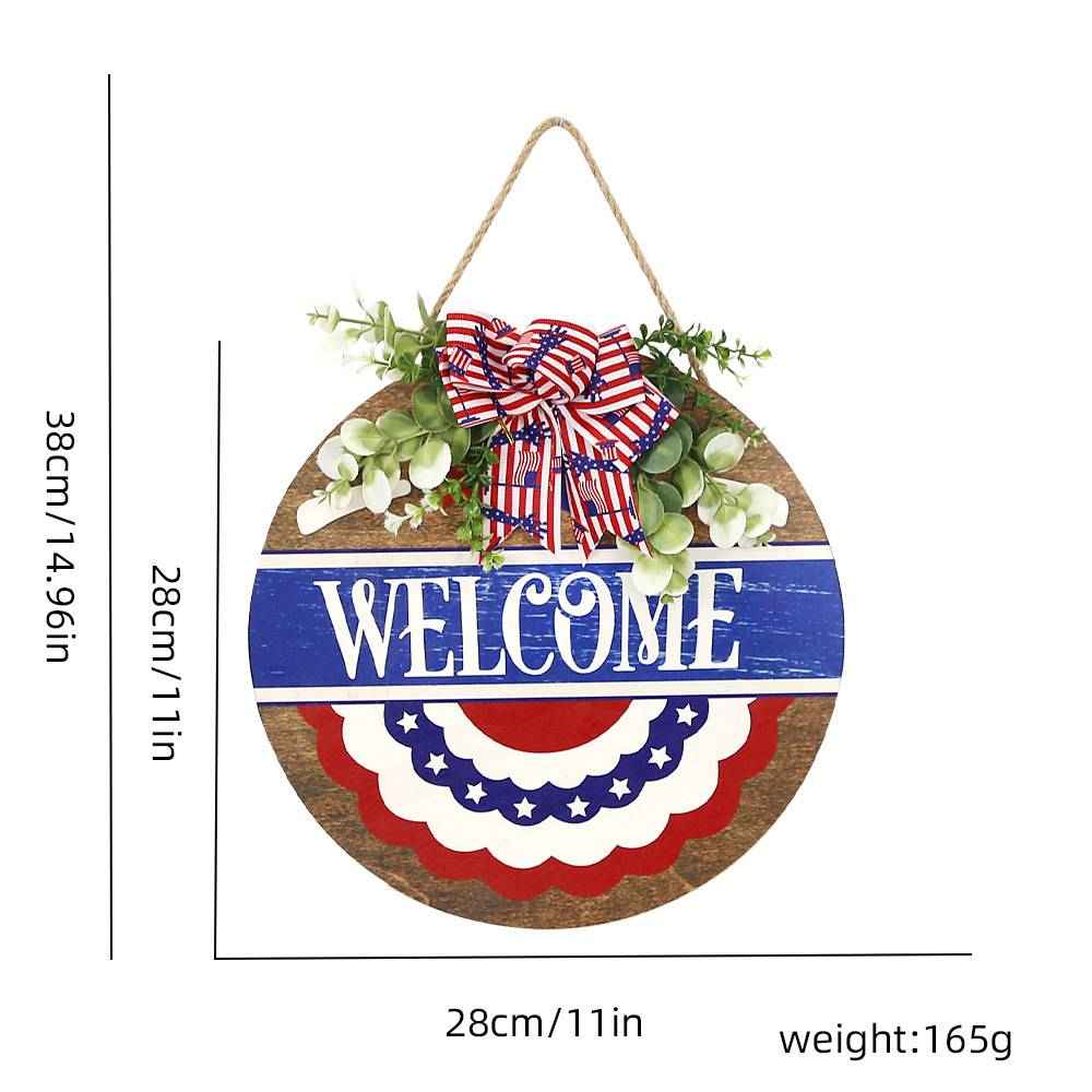 Welcome Door Sign 4th of July Independence Day Decorations Front Door Hanger Gifts