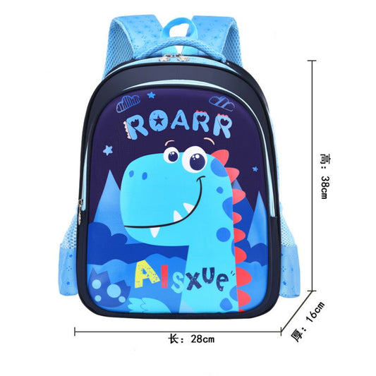 Cute kids school backpack front view – colourful cartoon-pattern nylon bookbag for preschool and kindergarten boys and girls