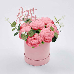 Crochet Flowers Bouquet Handmade Knitted Roses Hug Bucket Birthday Graduation Gift Box