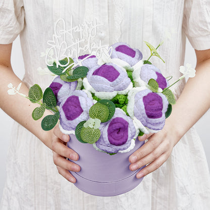 Handmade Crochet Roses Bouquet in Bucket - Personalised Knitted Gift for Birthdays & Graduations