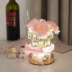 Personalised Romantic Rose Night Light Cube - Unique Gift for Lovers