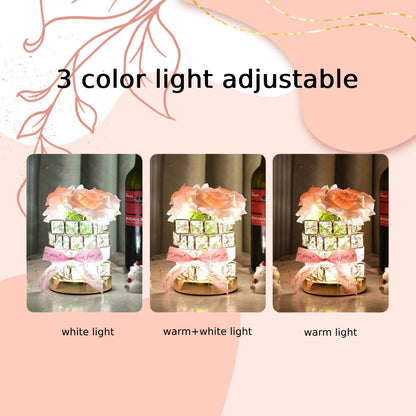 Personalised Romantic Rose Night Light Cube - Unique Gift for Lovers