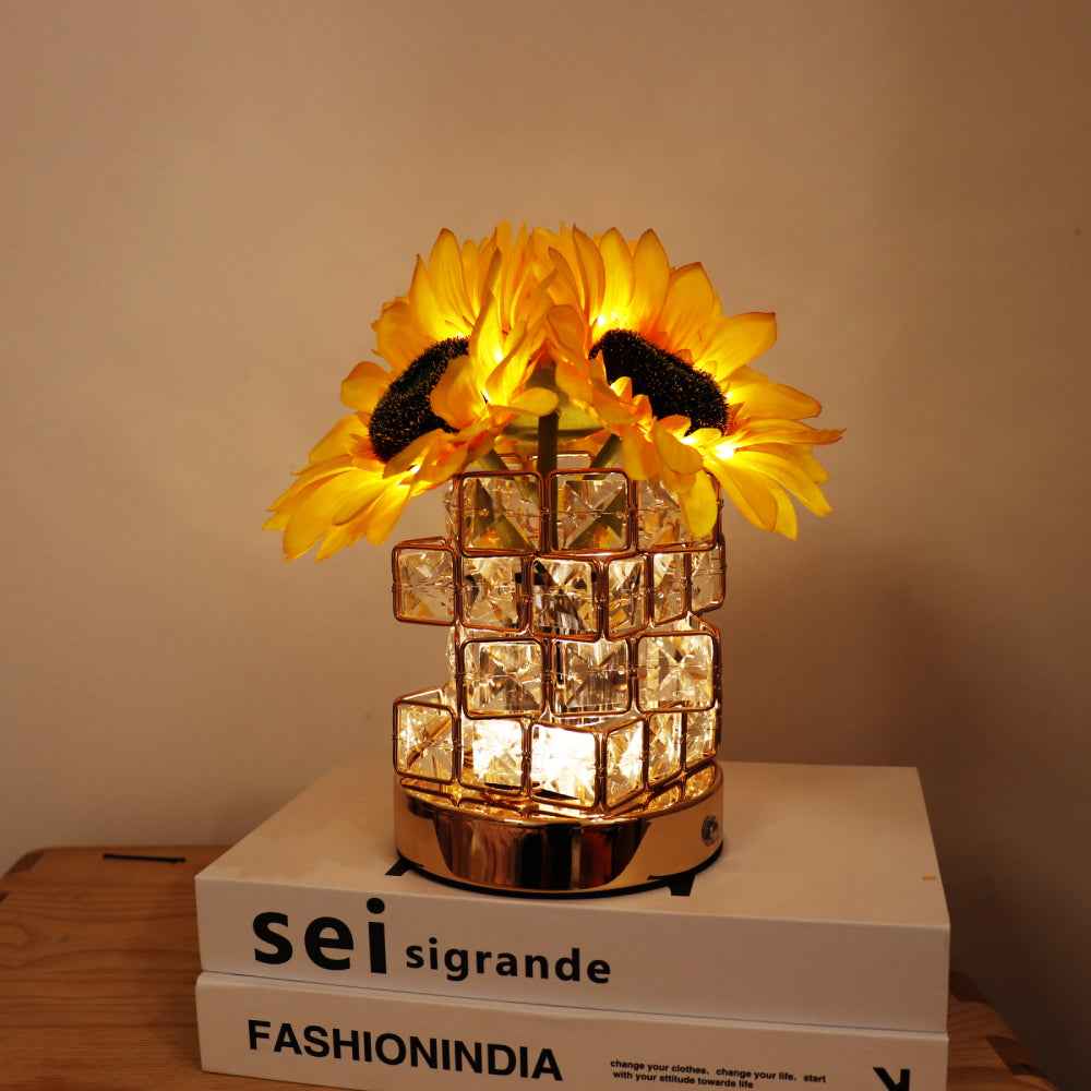 Romantic Sunflower Night Light Cube Flower Lamp Home Decor Gifts