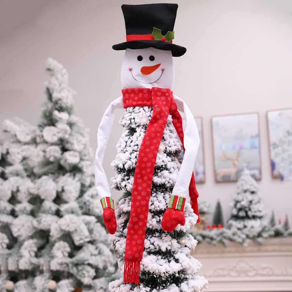 Snowman Christmas Tree Topper with Red Mittens and Draping Scarf Festive Christmas Tree Decoration