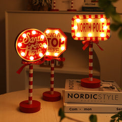 Personalised LED Wooden Christmas Light Board - Santa Stop Here First Sign