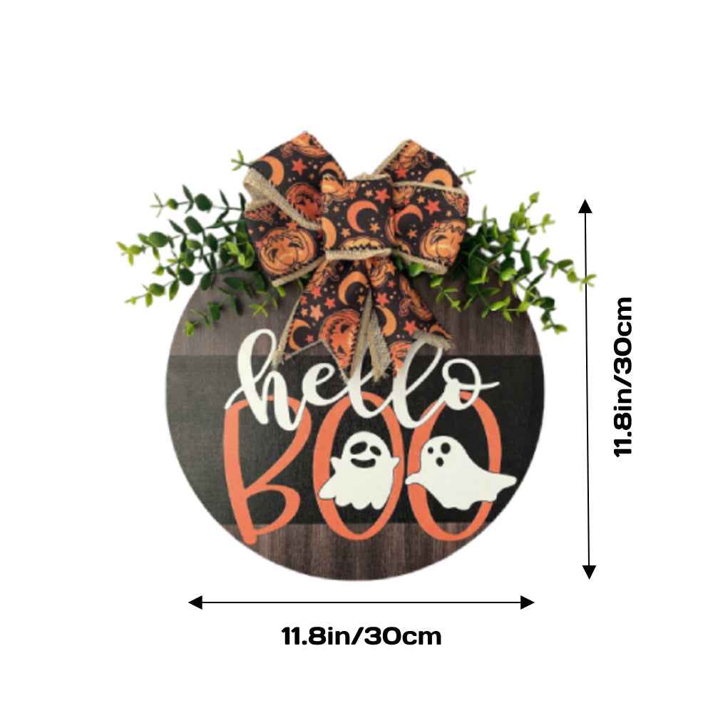 Halloween Welcome Sign for Front Door Wood Farmhouse Wreath Porch Decor Hanging Decoration Gifts