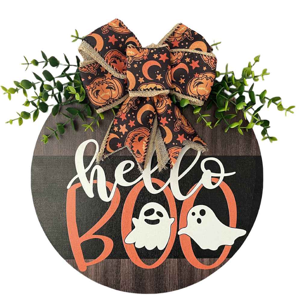 Halloween Welcome Sign for Front Door Wood Farmhouse Wreath Porch Decor Hanging Decoration Gifts