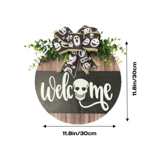 Halloween Welcome Sign for Front Door Wood Farmhouse Wreath Porch Decor Hanging Decoration Gifts