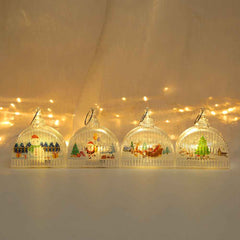 Christmas Light-Up LED Lamps with Hanging Ring Window Display Christmas Tree Pendant Christmas Decoration