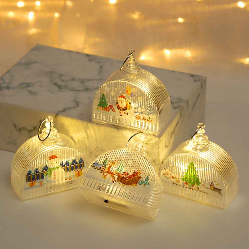 Christmas Light-Up LED Lamps with Hanging Ring Window Display Christmas Tree Pendant Christmas Decoration