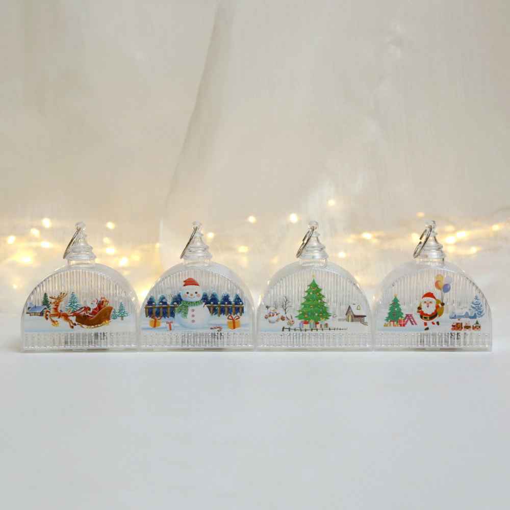 Christmas Light-Up LED Lamps with Hanging Ring Window Display Christmas Tree Pendant Christmas Decoration