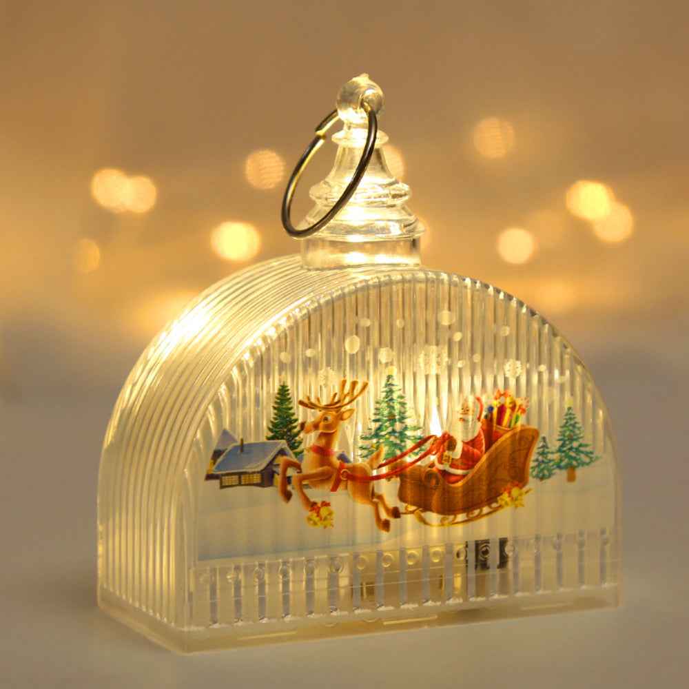 Christmas Light-Up LED Lamps with Hanging Ring Window Display Christmas Tree Pendant Christmas Decoration