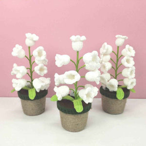 Crochet Handmade Lily Potted Plant Light Lamp Knitted Flower Decoration Home Decor Gifts