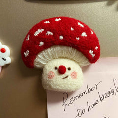 Whimsical Mushroom Fridge Magnets - Handcrafted Felt Decor