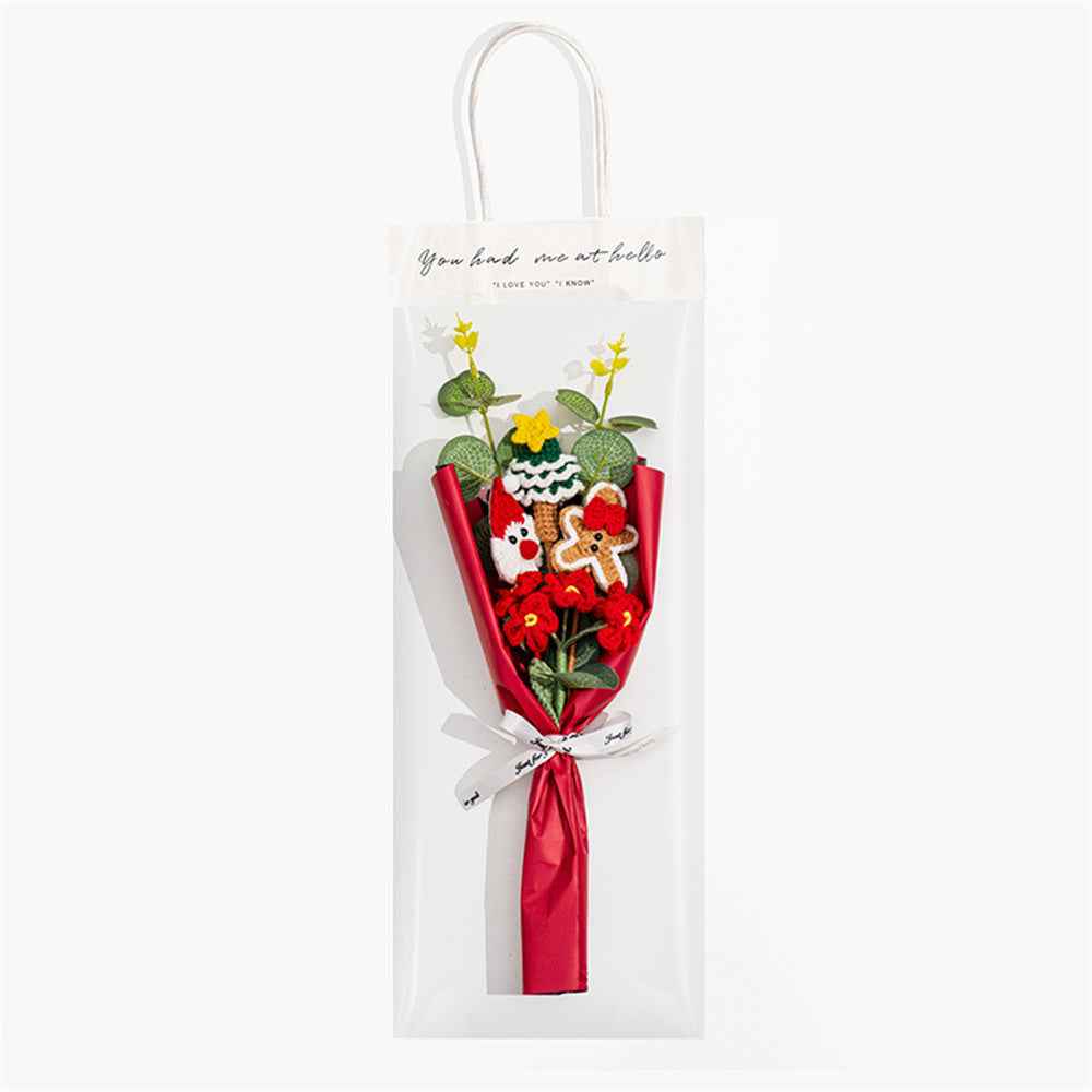 Christmas Crochet Flowers Bouquet Handmade Knitted Flower Christmas Day Gift