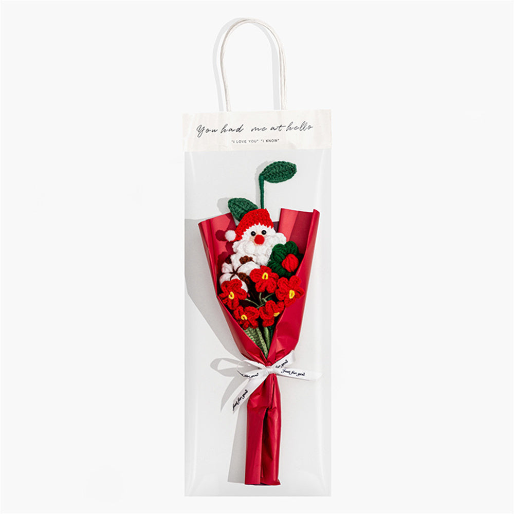 Handmade Crochet Christmas Flower Bouquet – Forever Blooming Wool Knitted Floral Arrangement