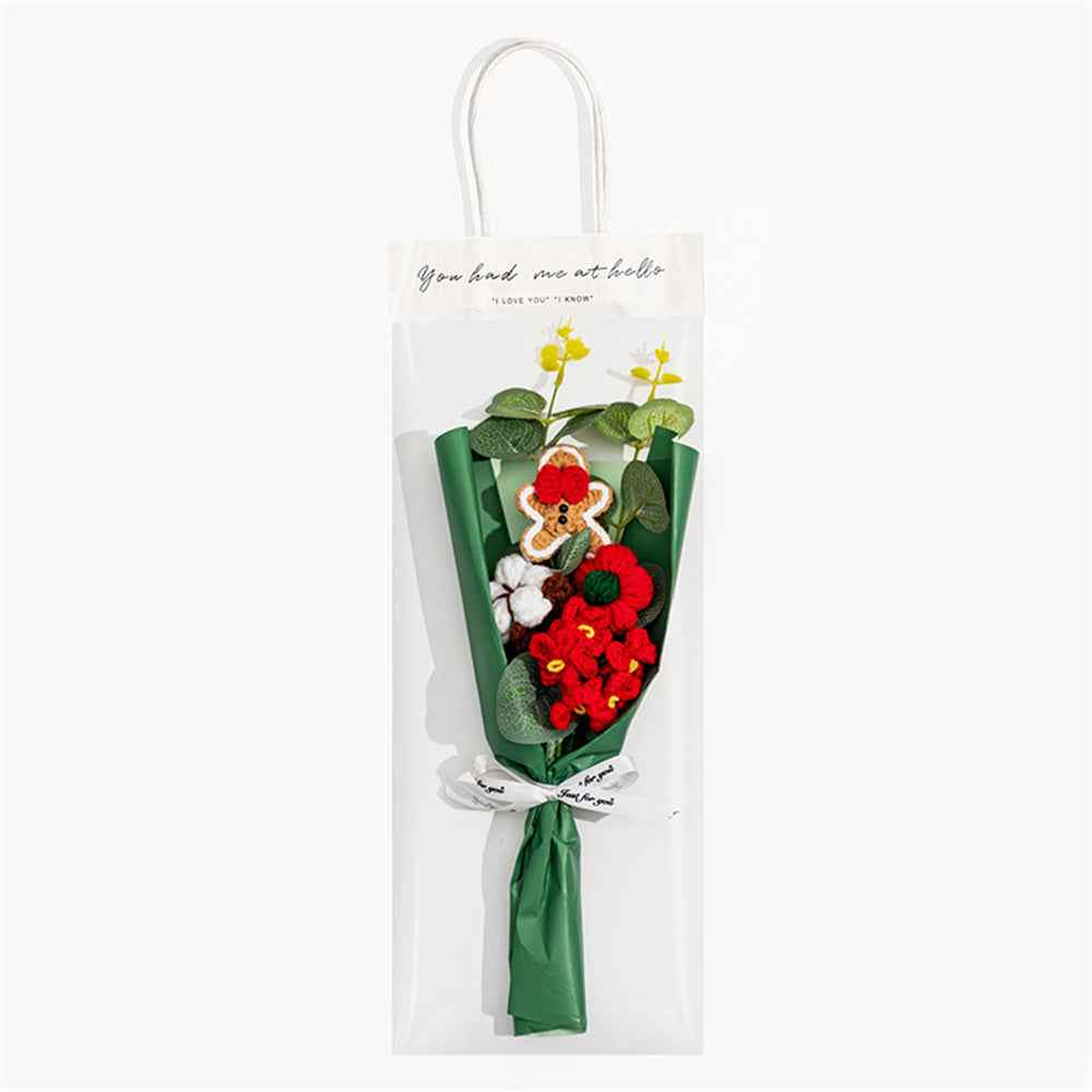 Christmas Crochet Flowers Bouquet Handmade Knitted Flower Christmas Day Gift
