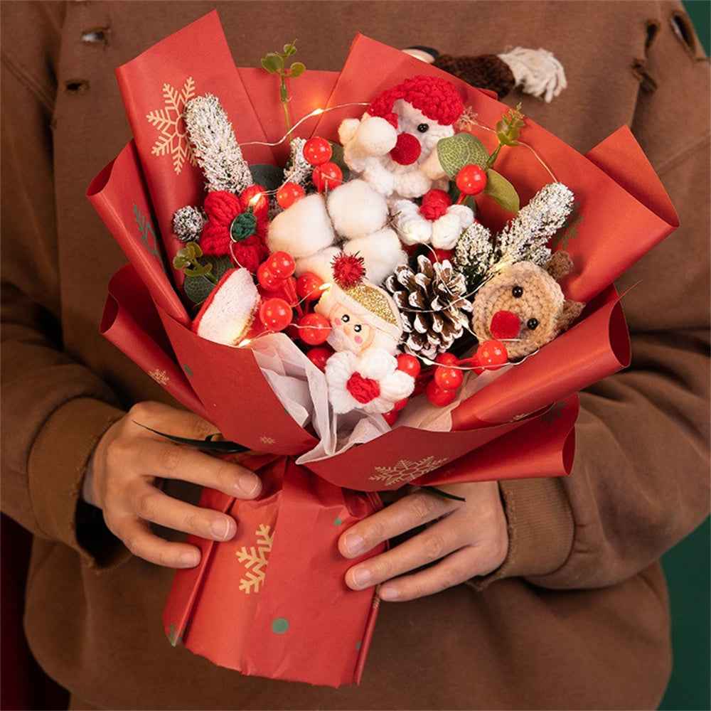 Christmas Crochet Flowers Bouquet Handmade Knitted Flower Gift for Her