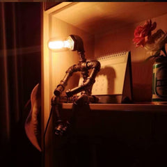 Retro Iron Pipe Robot Table Lamp - Adjustable Creative Bedside Light