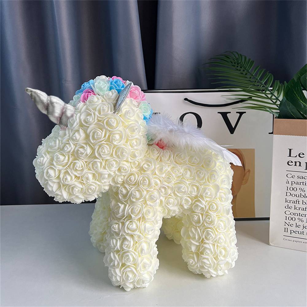 Enchanting Rose Flower Unicorn — Handmade Foam Unicorn Gift for Valentine's Day