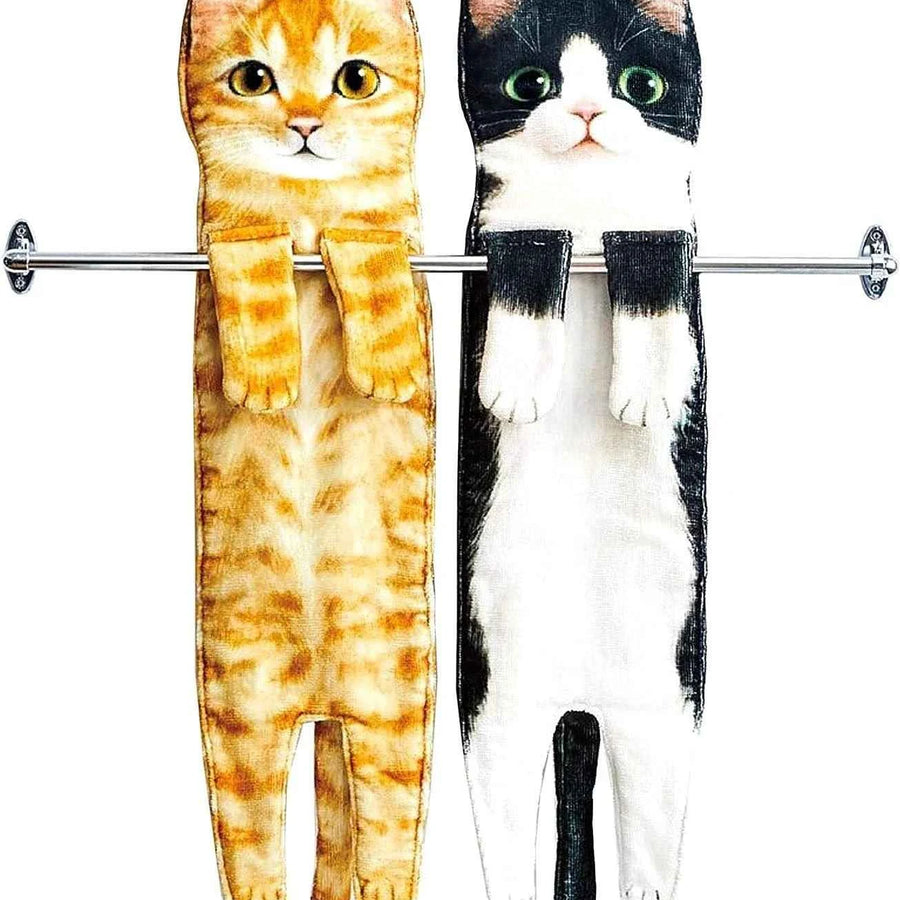 Cute Cat Decor Hanging Face Towels Soft Funny Face Towels Gift for Women Cat Lovers