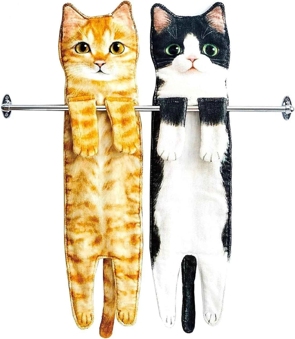 Cute Cat Decor Hanging Face Towels Soft Funny Face Towels Gift for Women Cat Lovers