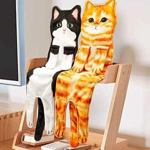 Cute Cat Decor Hanging Face Towels Soft Funny Face Towels Gift for Women Cat Lovers