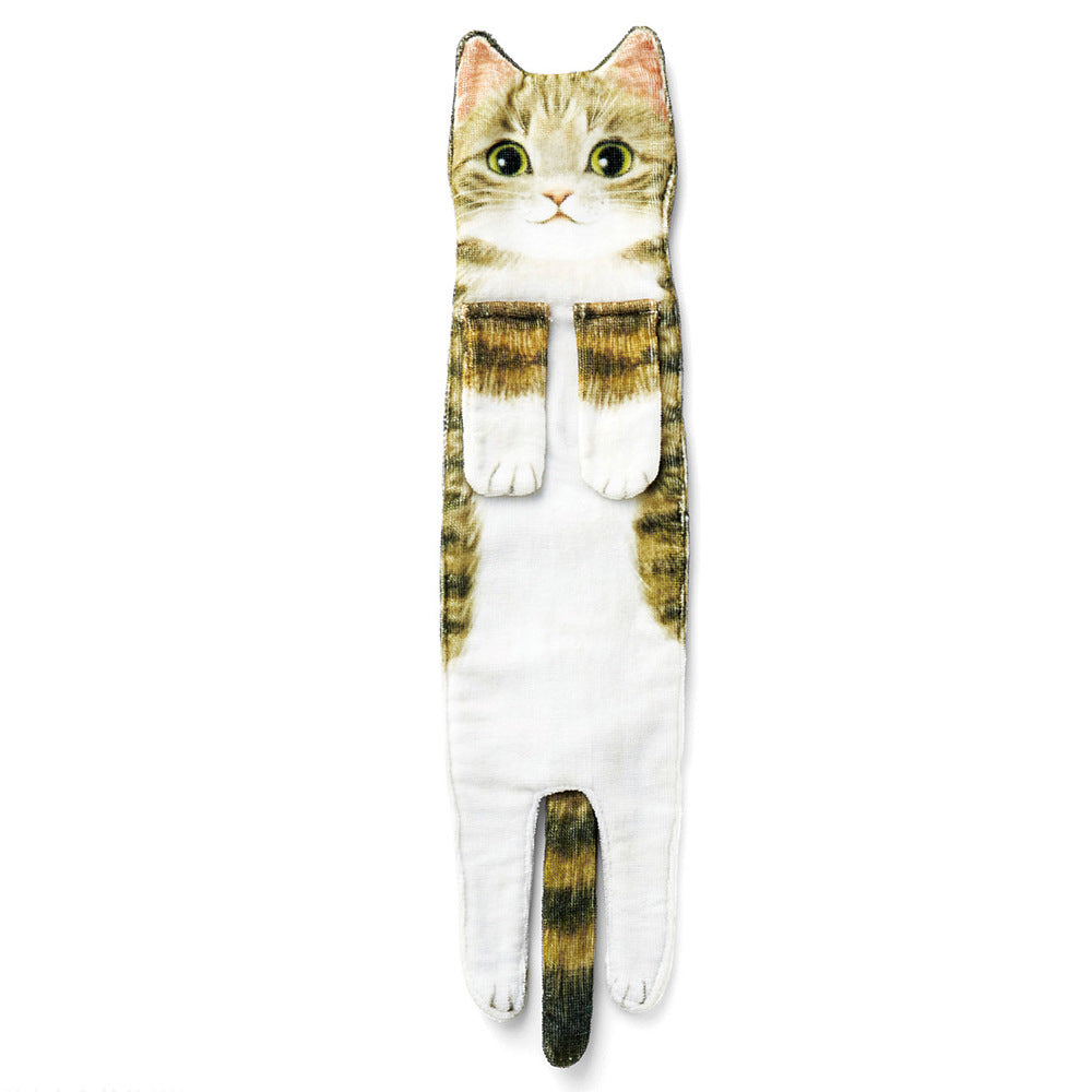 Cute Hanging Cat Face Towel | Soft Funny Hand Towel Gift for Cat Lovers