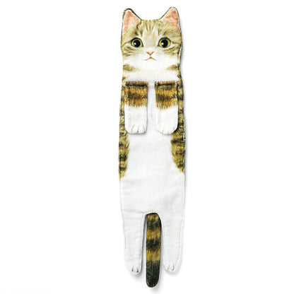 Cute Hanging Cat Face Towel | Soft Funny Hand Towel Gift for Cat Lovers