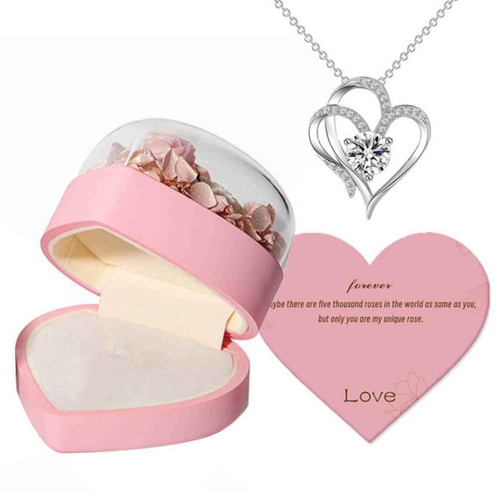 Rose Jewelry Box Heart Gift Box Necklace Gift Box Valentine's Day Gift for Her