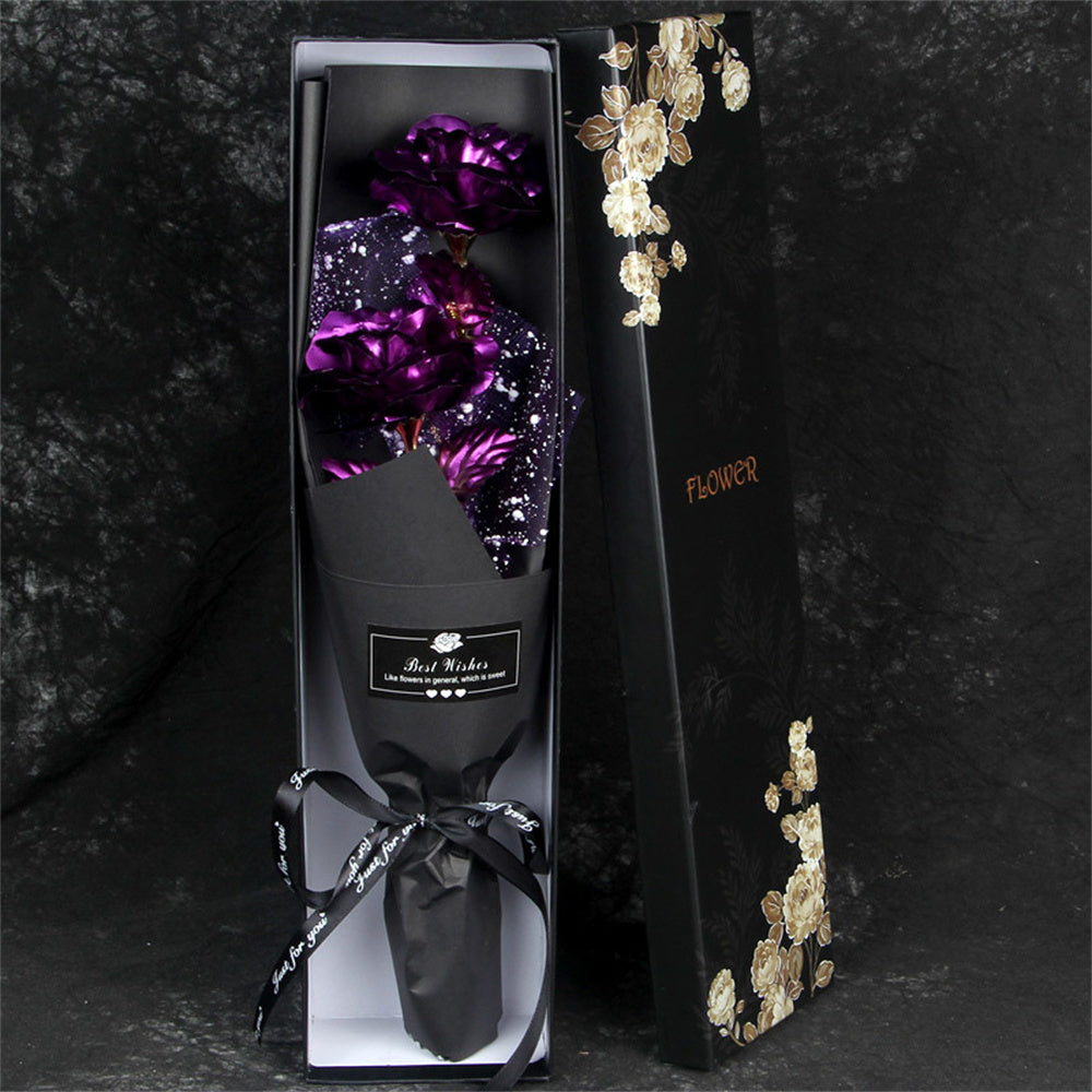 Gold Foil Roses Bouquet - Forever Artificial Flowers for Valentine's Day Gifts