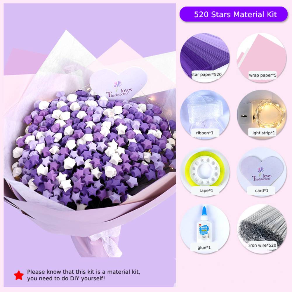 DIY Lucky Paper Stars Bouquet Set | Personalised Valentine's Gift for Couples