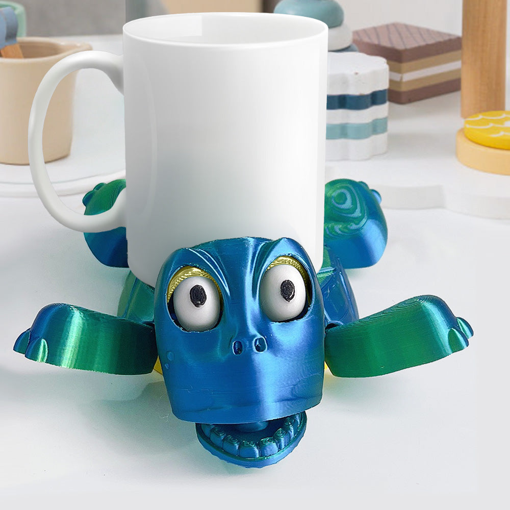 3D Printed Funny Turtle Coaster with Expression Change - Creative Cup Holder Gift for Turtle Lovers