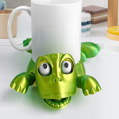 3D Printed Funny Turtle Coaster with Expression Change - Creative Cup Holder Gift for Turtle Lovers