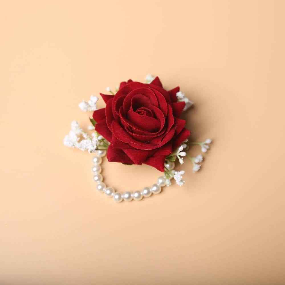 Realistic Rose Wedding Boutonnieres Faux Silk Groom's Corsage Best Man's Corsage