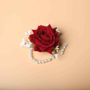 Realistic Rose Wedding Boutonnieres Faux Silk Groom's Corsage Best Man's Corsage