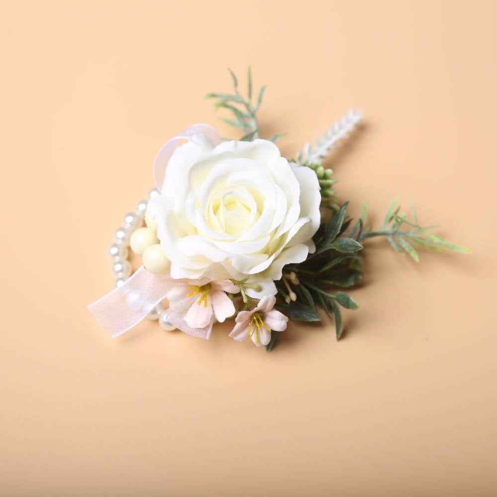 Realistic Rose Wedding Boutonnieres Faux Silk Groom's Corsage Best Man's Corsage