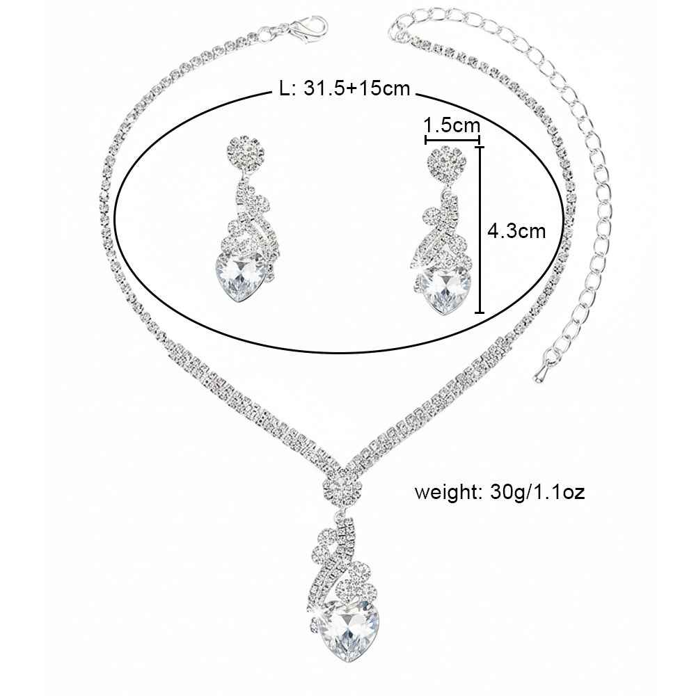 Bridal Rhinestone Heart Necklace and Earrings Set – Elegant Wedding Jewelry