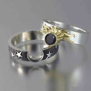 Sun and Moon Matching Rings Couples Ring Jewelry Gift for Lovers