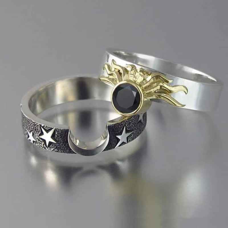 Sun and Moon Matching Rings Couples Ring Jewelry Gift for Lovers